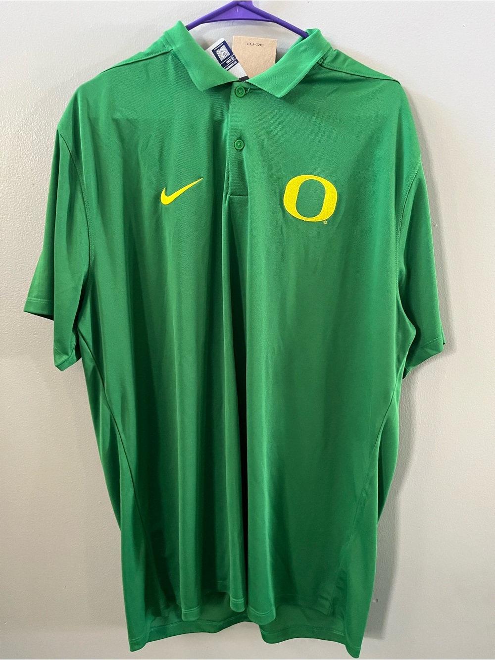 Nike Green Polo with Yellow Oregon Ducks Logo